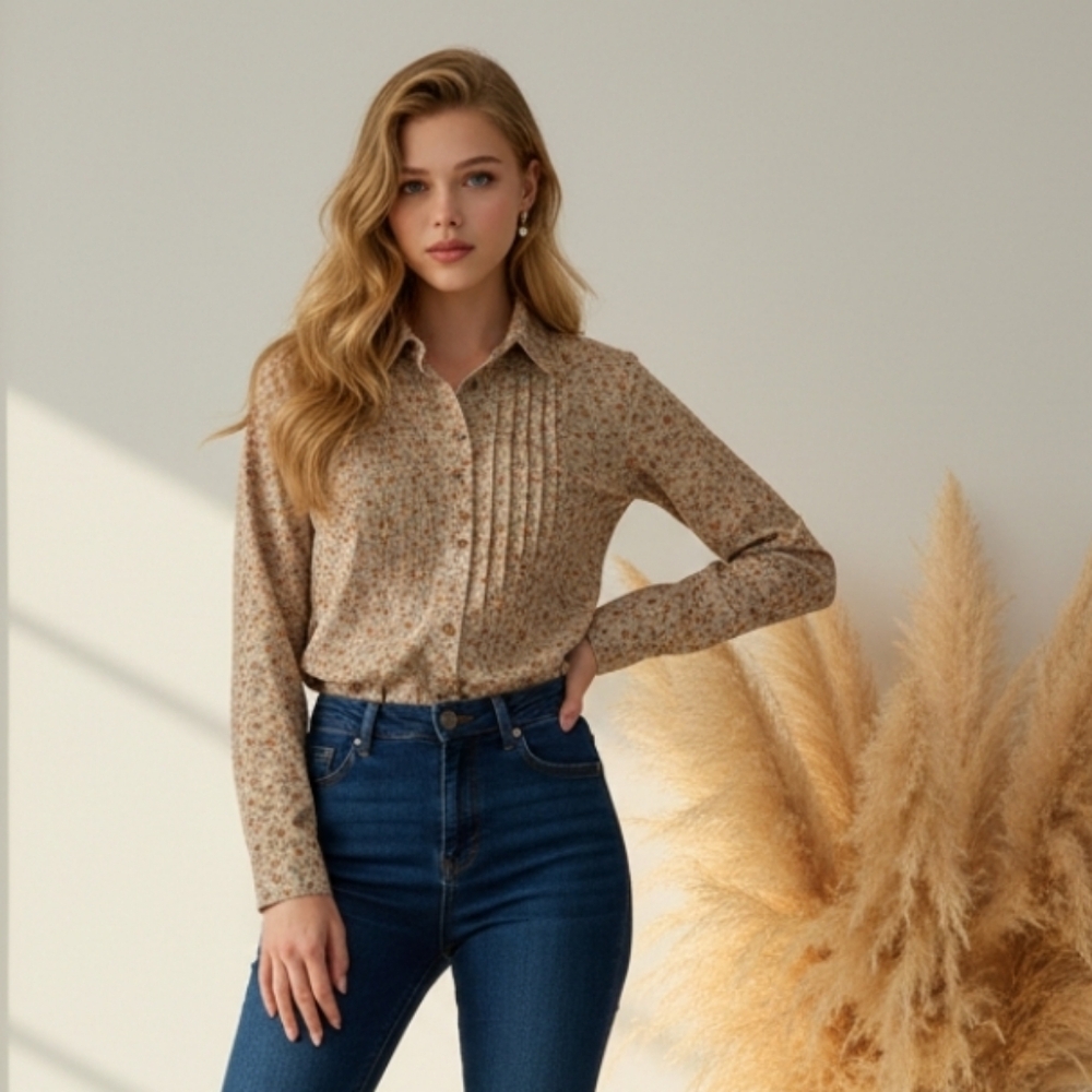 Overdrive  Corduroy Snap Closure Blouse Size Medium